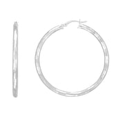 Silver 40Mm Disco Diamond Cut Hoops